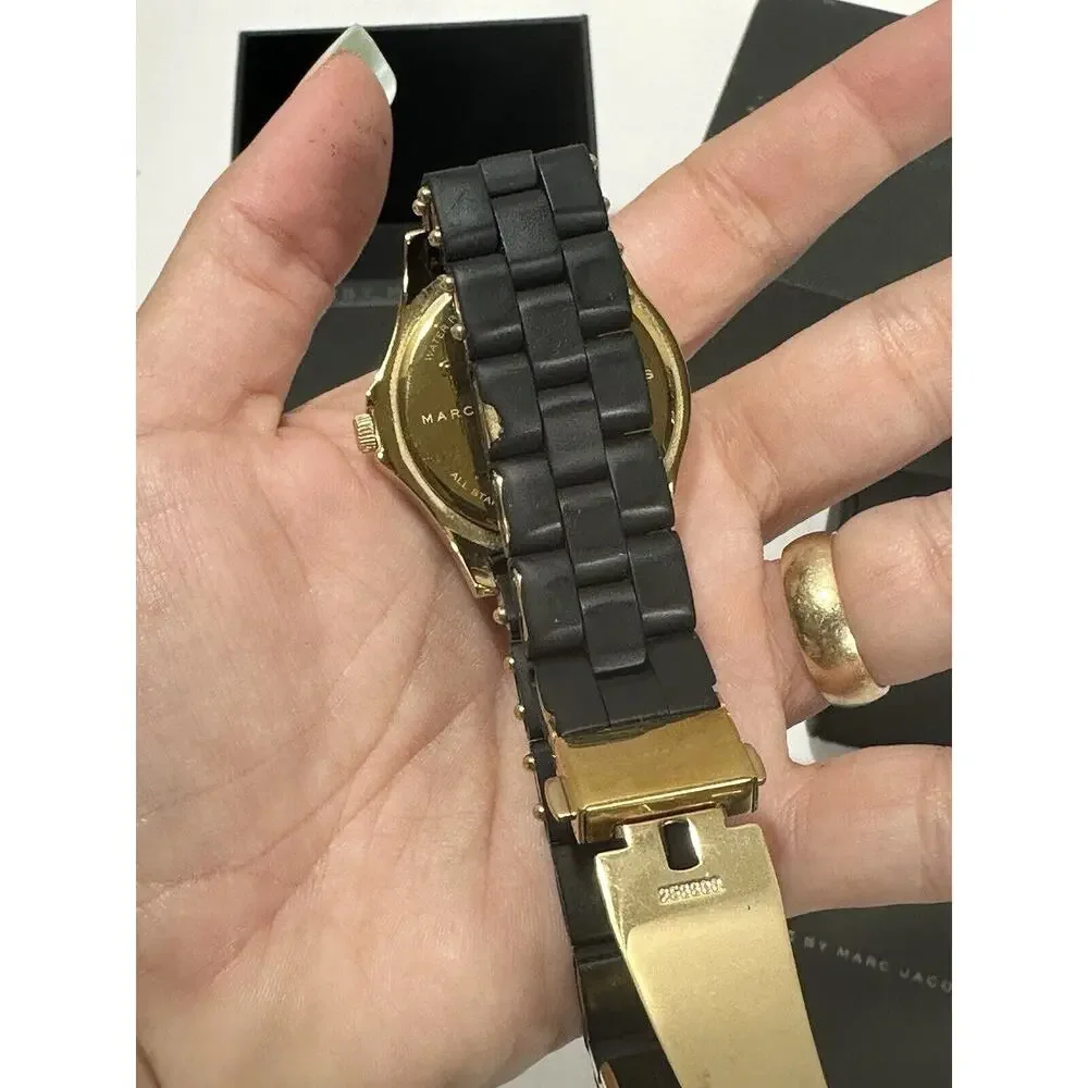 Marc By Jacobs Quartz Watch Analog Rubber Black /Golden‎ - Need Battery Change